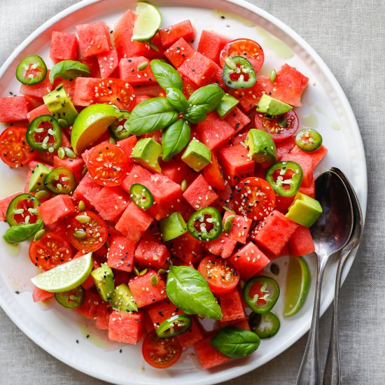 Watermelon, Tomato & Jalapeño Salad