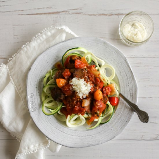 Zucchini Pasta with Homemade Sauce