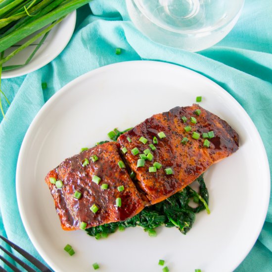 PAN-SEARED BALSAMIC GLAZED SALMON