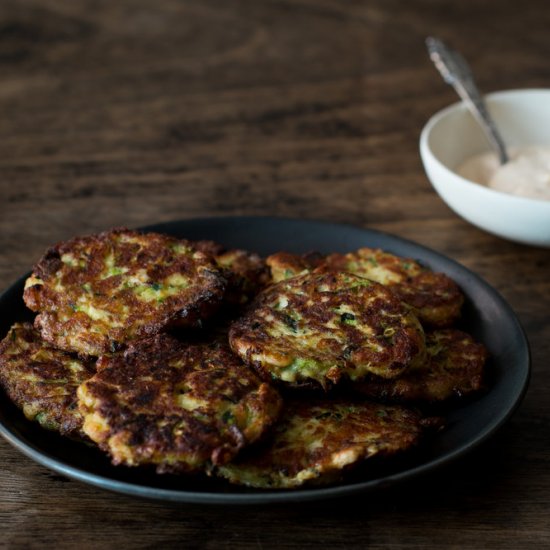 zucchini & haloumi fritters