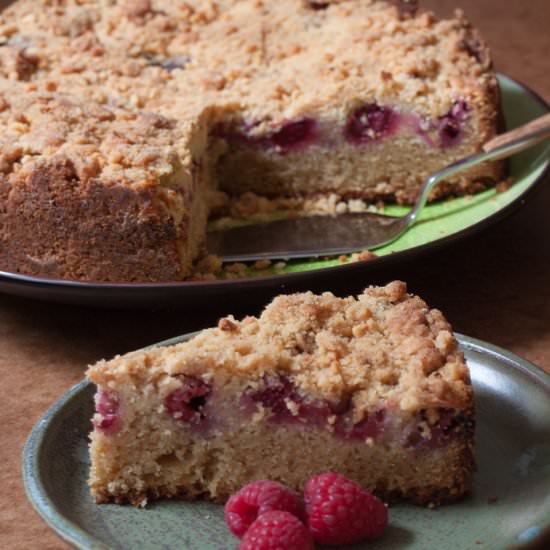 Raspberry and Hazelnut Crumble Cake