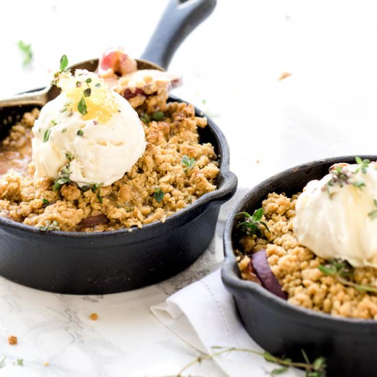 Lemon Thyme Honey Peach Crisp