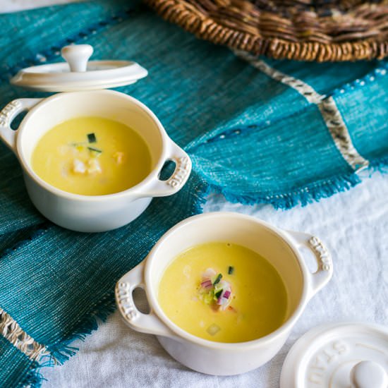 Chilled Corn Soup & Shrimp Salad