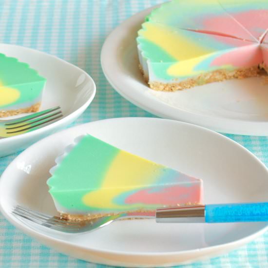 No Bake Rainbow Soymilk Cheesecake