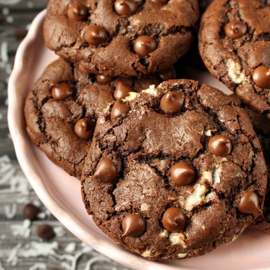 Double Chocolate Coconut Cookies