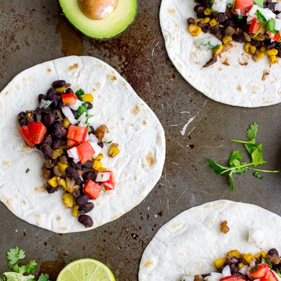 Spicy Black Bean Corn Tacos