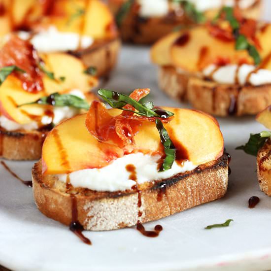 Honey Ricotta Peach Crostini