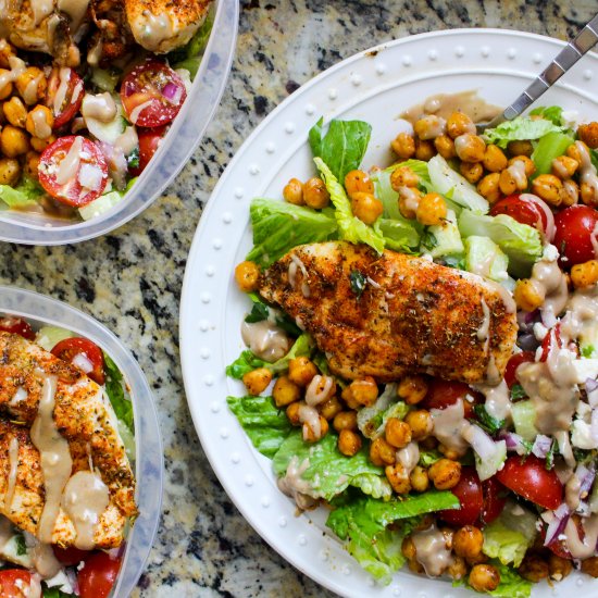 Greek Chicken Chickpea Salad