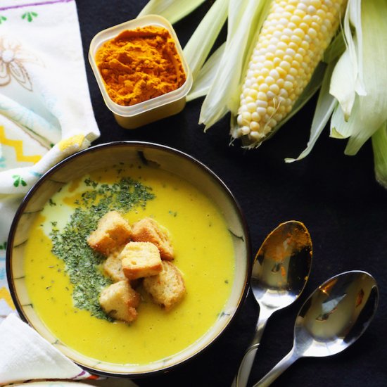 Turmeric Corn-Coconut Soup