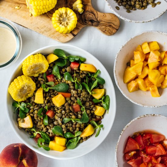 Cold Lentil Salad with Peaches