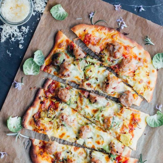 Brussels Sprouts and Sausage Pizza