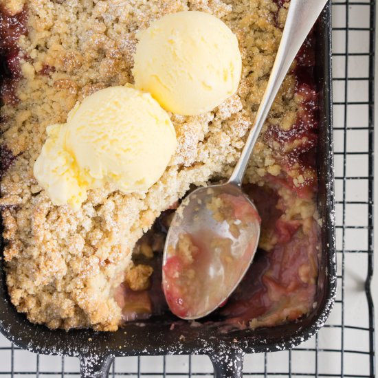 Rhubarb Crumble & Kaffir Ice-cream