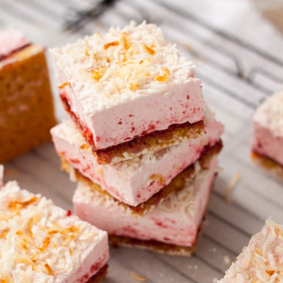 Raspberry Marshmallow Coconut Slice