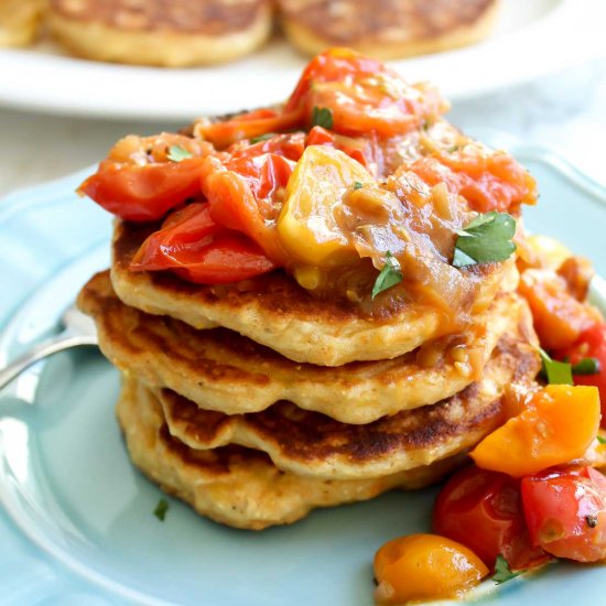 Fresh Corn Cakes w Tomatoes