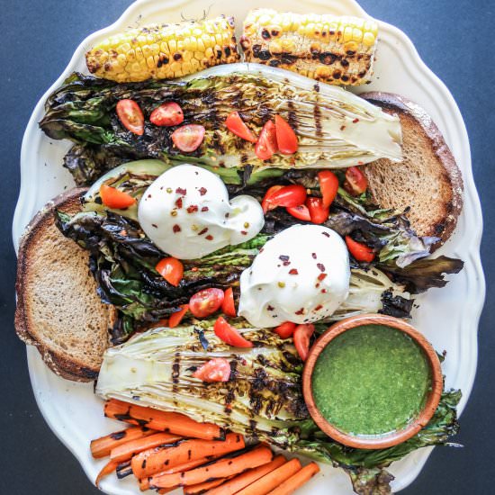 Grilled Romaine + Burrata Salad