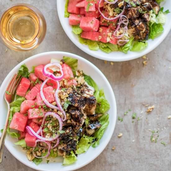 Watermelon Balsamic Chicken Salad