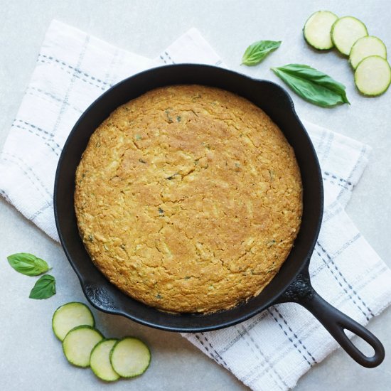 Vegan Zucchini Basil Cornbread