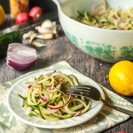 Lemon Ginger Asian Cucumber Noodles