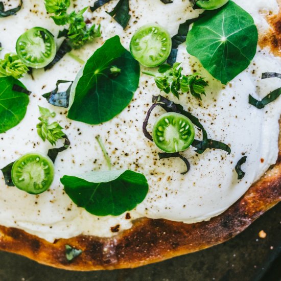 White Herb Nasturtium Pizza