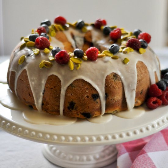 Pistachio Berry Bundt Cake