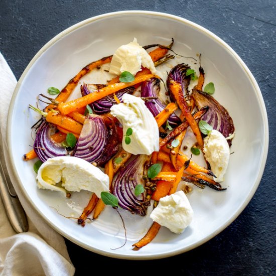 Spiced Carrot, Red Onion and Mozzarella Salad