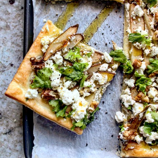 Pear, Walnut, and Feta Tart