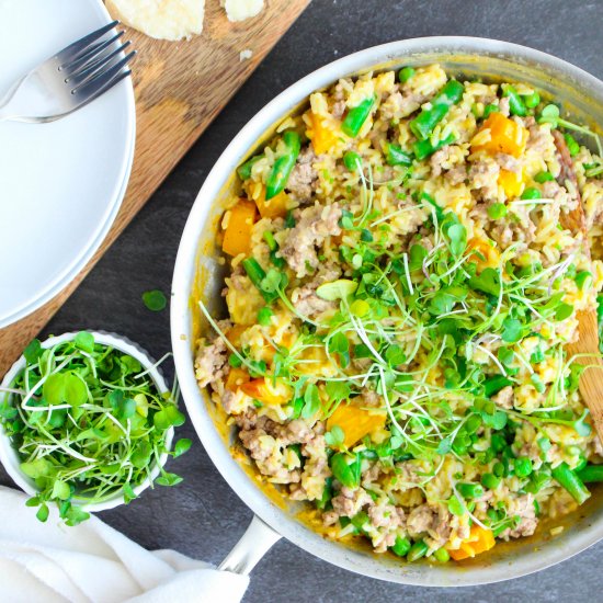 Ground Turkey Cheese Risotto