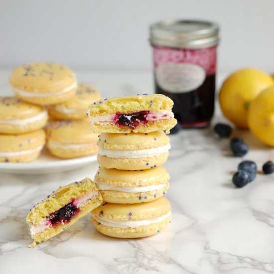 Lemon Blueberry Macarons