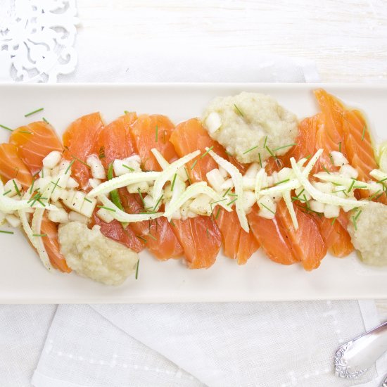 Salmon Carpaccio with Pear-Fennel