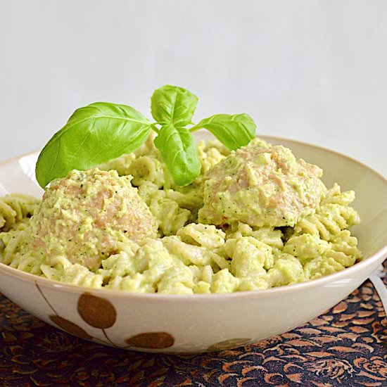 Meatballs with Zucchini Pesto Pasta