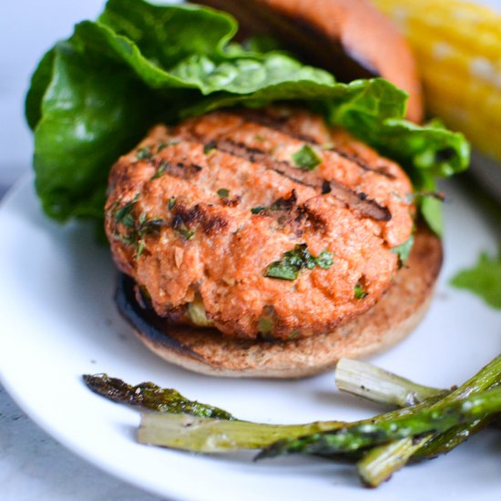 Harissa Spiced Salmon Burgers