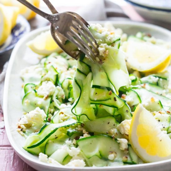 Raw Zucchini Ribbon Salad