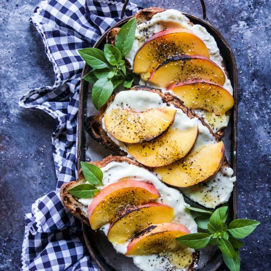 Grilled Peach & Blue Cheese Toast