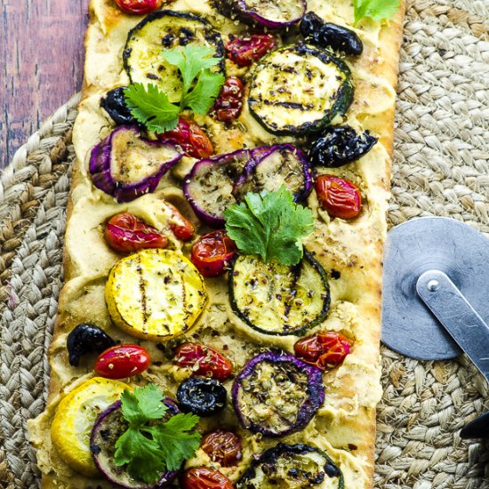 Hummus and Grilled Vegetable Pizza