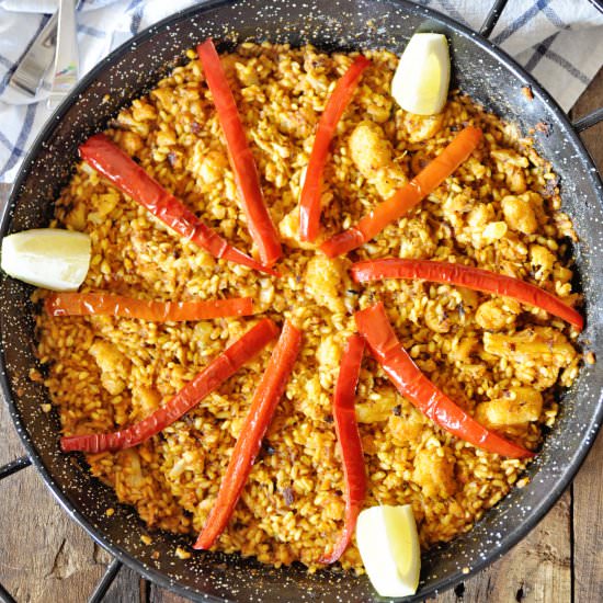 Paella with Cauliflower and Cod