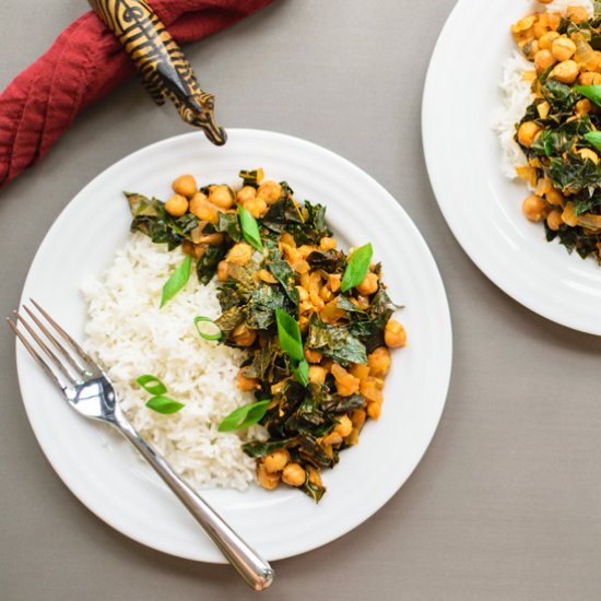 Indian Spiced Chickpeas and Greens