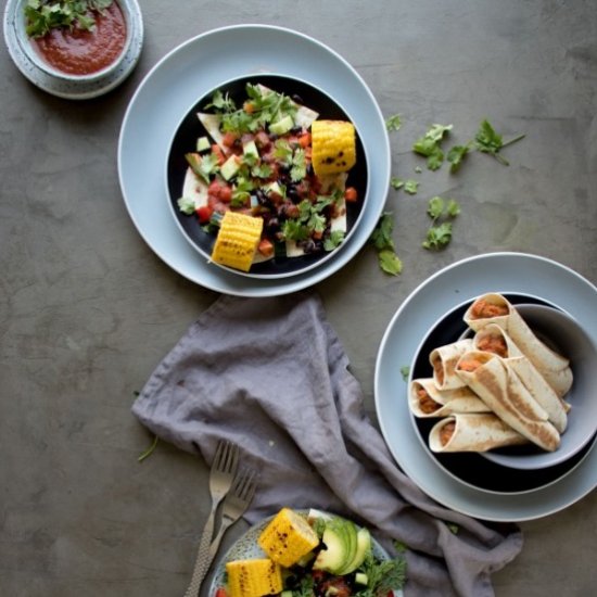 Oven Baked Refried Bean Taquitos