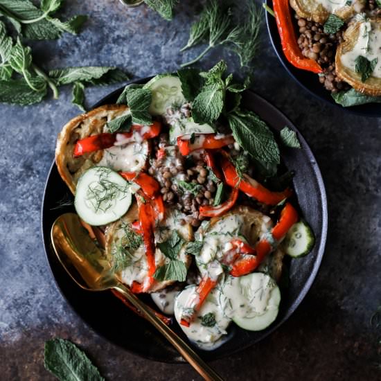 Lentil and Roasted Eggplant Salad