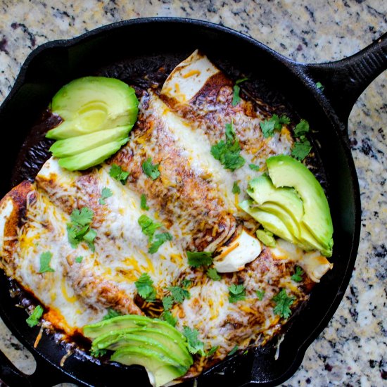 One Skillet Chicken Enchiladas