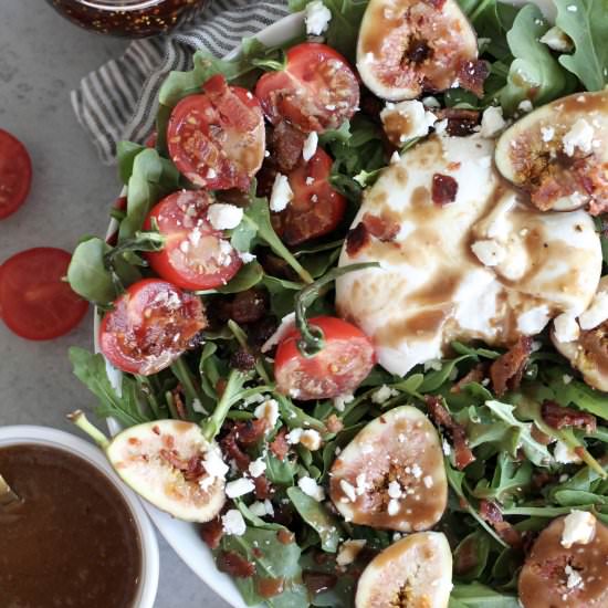 Fig Balsamic Burrata Arugula Salad