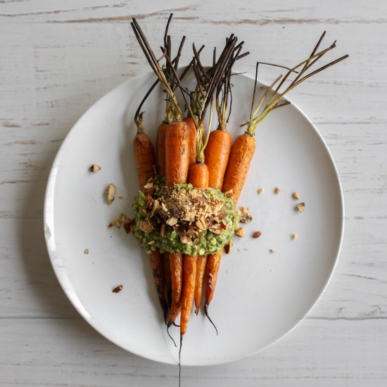 Roasted Carrots with Arugula Pesto