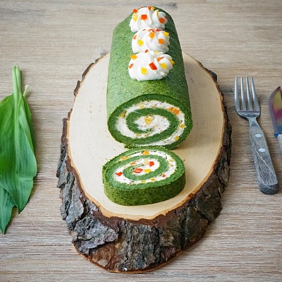 Wild garlic and cheese roulade