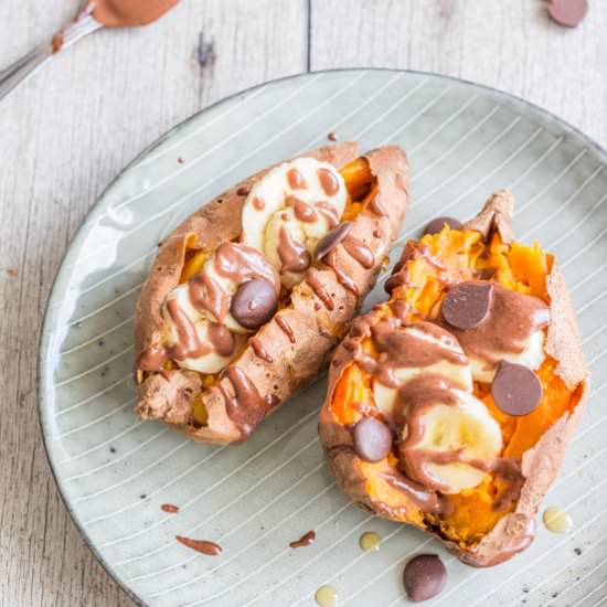 Nutella Banana Sweet Potato Boats