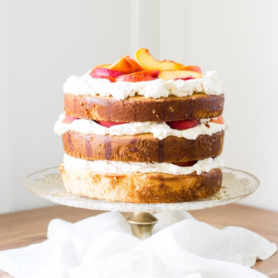 Spiced Cake with Peaches and Cream