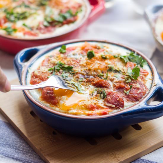 Spicy Baked Eggs with Chorizo