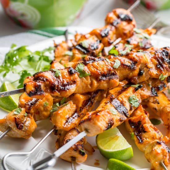 Chicken Skewers w/ Sriracha Glaze