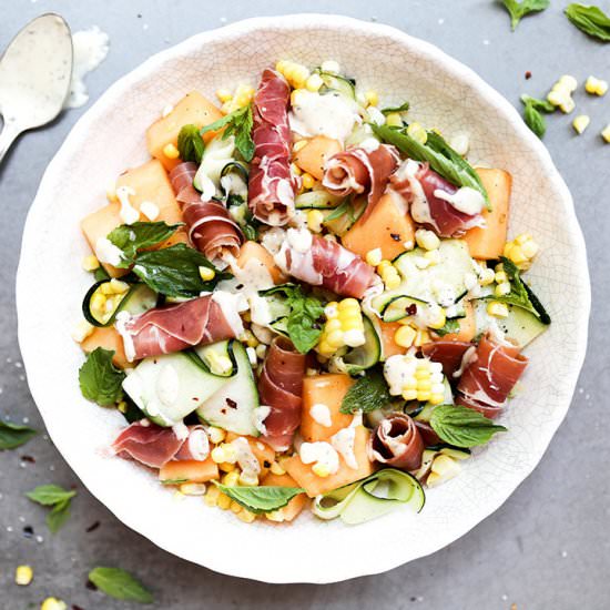 Corn, Zucchini and Cantaloupe Salad