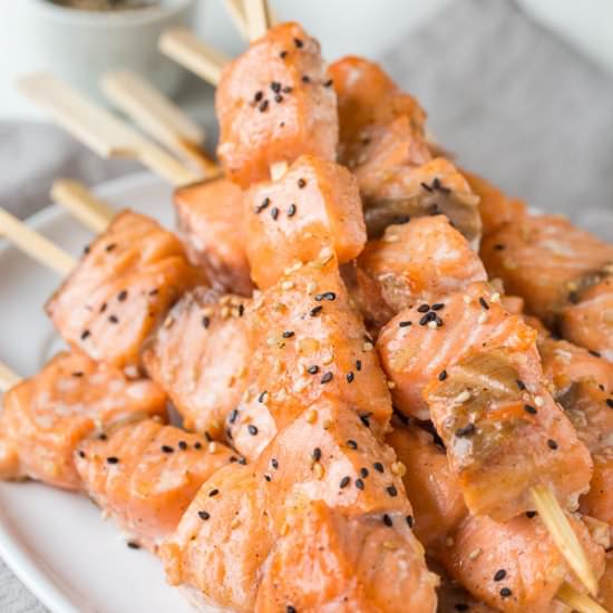 Honey Sesame Salmon Kebabs