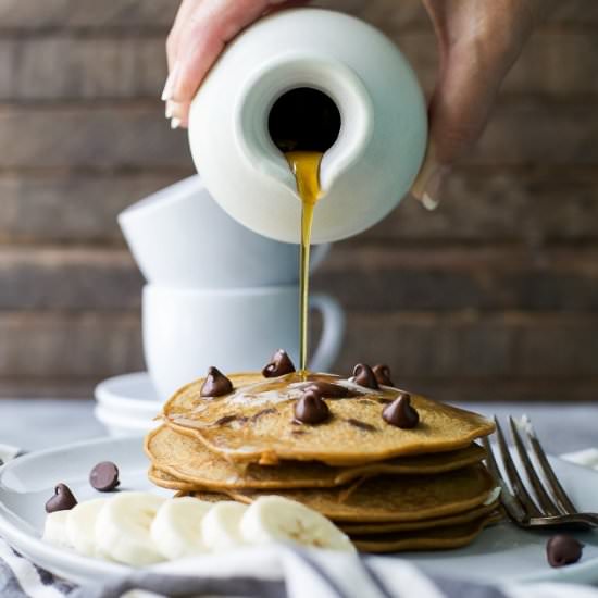 Flourless Peanut Chocolate Pancakes