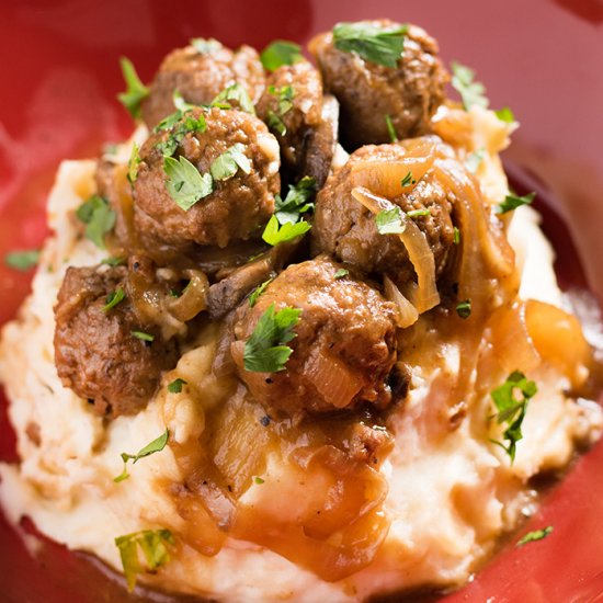 Slow Cooker Meatballs & Gravy